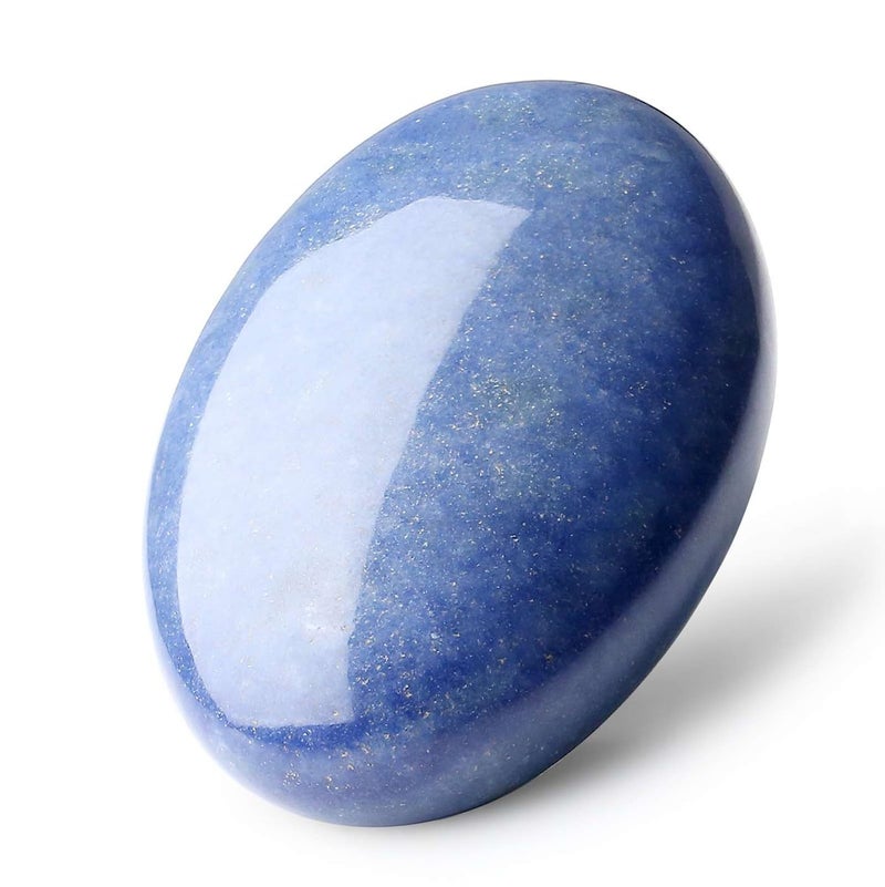 LAIDANLA Blue Aventurine 24 Large Palm Stone Healing Crystals Natural Gemstones Calming Effects Energy Balancing Reiki Polished Worry Stone Cleansing Protection Anxiety Stress Relief Therapy 1PC